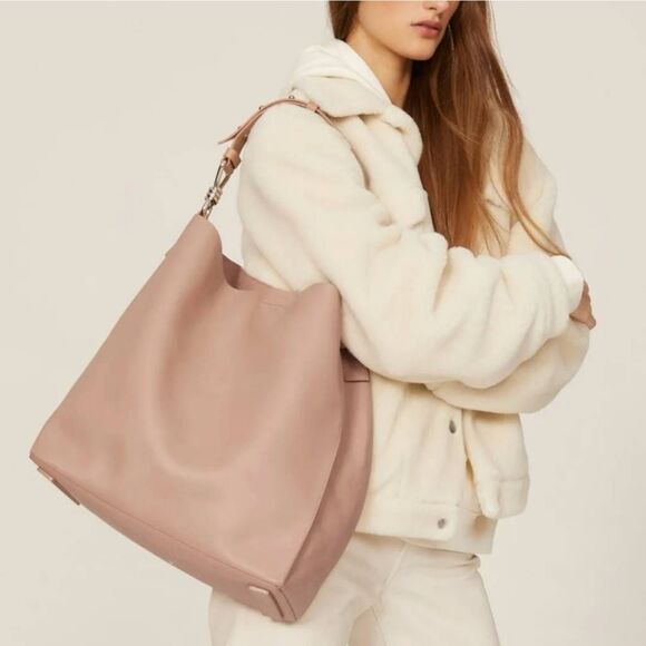 All Saints Handbags - ALLSAINTS Captain Tote N/S Leather Nude Pink Large with Pouch